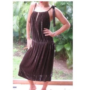 BCBG - Silk Crushed Velvet Drop Waist Dress - Dusty Rose - Size XS